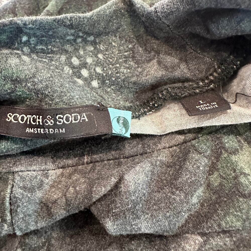 Scotch & Soda Blue Green Mockneck Top LARGE Work Cotton Snakeskin Python $80 - Picture 11 of 11